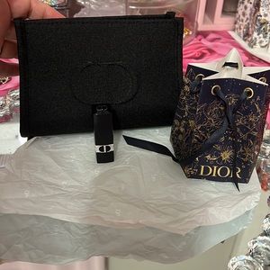 Dior Makeup Bag &Holiday Cracker w Deluxe Mini 999 Red